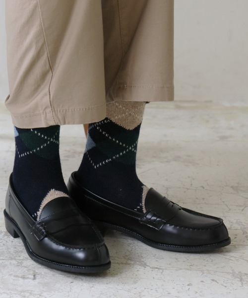 rasox（ラソックス）の「rasox（ラソックス）/アーガイル・ウール ソックス　靴下 ルームソックス（ソックス/靴下・レディース・ライトブラウン/ベージュ/チャコールグレー/ネイビー・SMALL/MEDIUM/LARGE）」の4枚目の写真