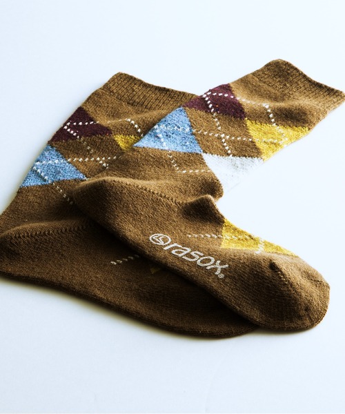 rasox（ラソックス）の「rasox（ラソックス）/アーガイル・ウール ソックス　靴下 ルームソックス（ソックス/靴下・レディース・ライトブラウン/ベージュ/チャコールグレー/ネイビー・SMALL/MEDIUM/LARGE）」の2枚目の写真