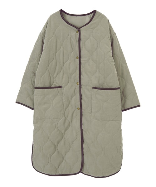 titivate（ティティベイト）の「ﾅﾐｷﾙﾄﾉｰｶﾗｰﾗｳﾝﾄﾞﾍﾑｺｰﾄ（ノーカラーコート・レディース・ブラック/アイボリー/ライトカーキ/グレイッシュベージュ・FREE）」の13枚目の写真