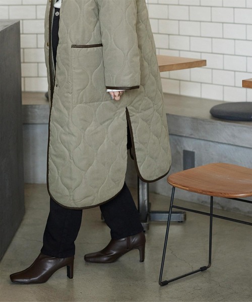 titivate（ティティベイト）の「ﾅﾐｷﾙﾄﾉｰｶﾗｰﾗｳﾝﾄﾞﾍﾑｺｰﾄ（ノーカラーコート・レディース・ブラック/アイボリー/ライトカーキ/グレイッシュベージュ・FREE）」の19枚目の写真