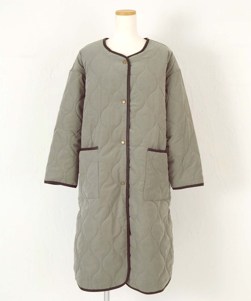 titivate（ティティベイト）の「ﾅﾐｷﾙﾄﾉｰｶﾗｰﾗｳﾝﾄﾞﾍﾑｺｰﾄ（ノーカラーコート・レディース・ブラック/アイボリー/ライトカーキ/グレイッシュベージュ・FREE）」の6枚目の写真