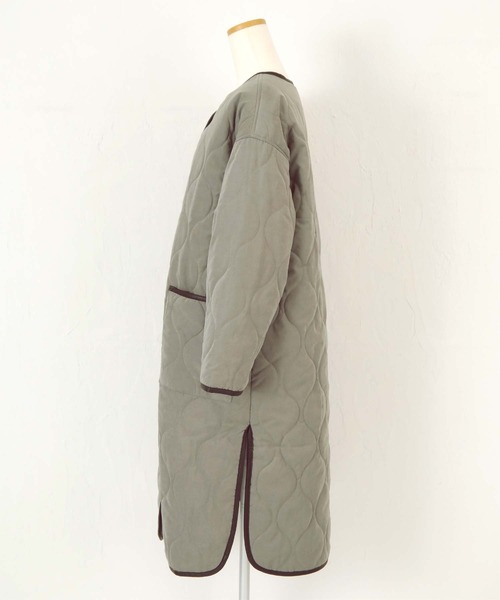 titivate（ティティベイト）の「ﾅﾐｷﾙﾄﾉｰｶﾗｰﾗｳﾝﾄﾞﾍﾑｺｰﾄ（ノーカラーコート・レディース・ブラック/アイボリー/ライトカーキ/グレイッシュベージュ・FREE）」の12枚目の写真