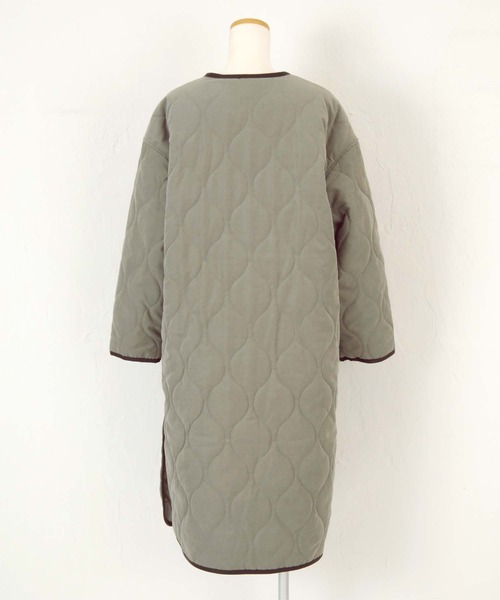 titivate（ティティベイト）の「ﾅﾐｷﾙﾄﾉｰｶﾗｰﾗｳﾝﾄﾞﾍﾑｺｰﾄ（ノーカラーコート・レディース・ブラック/アイボリー/ライトカーキ/グレイッシュベージュ・FREE）」の10枚目の写真