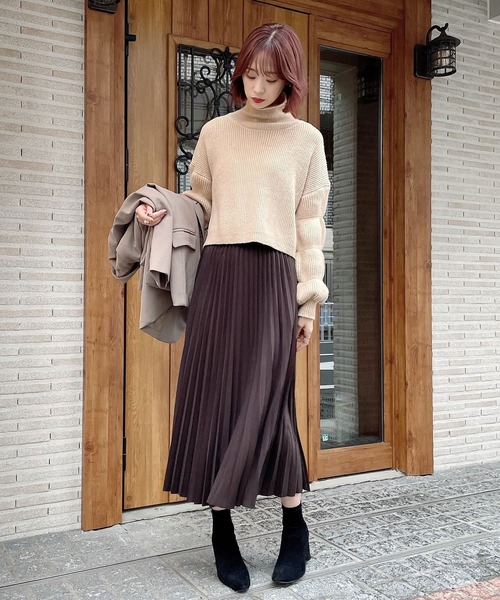 Voyage titty&Co.PETIT(ボヤージュティティアンドコープチ)の「【Voyage titty&Co. PETIT】プリーツミディスカート(スカート・レディース・ブラウン/ブラック・FREE)」の7枚目の写真