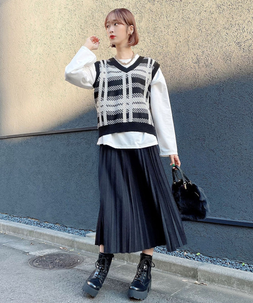 Voyage titty&Co.PETIT(ボヤージュティティアンドコープチ)の「【Voyage titty&Co. PETIT】プリーツミディスカート(スカート・レディース・ブラウン/ブラック・FREE)」の9枚目の写真