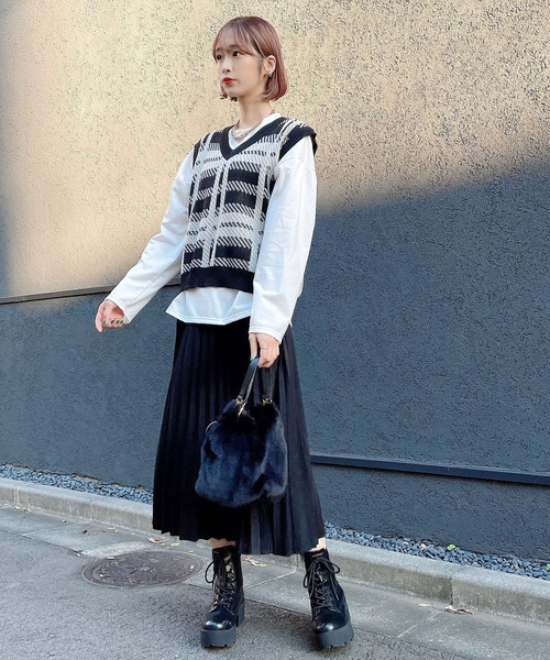 Voyage titty&Co.PETIT(ボヤージュティティアンドコープチ)の「【Voyage titty&Co. PETIT】プリーツミディスカート(スカート・レディース・ブラウン/ブラック・FREE)」の10枚目の写真