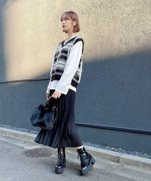 Voyage titty&Co.PETIT(ボヤージュティティアンドコープチ)の「【Voyage titty&Co. PETIT】プリーツミディスカート(スカート・レディース・ブラウン/ブラック・FREE)」の11枚目の写真
