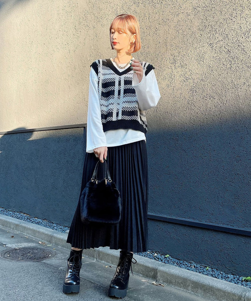 Voyage titty&Co.PETIT(ボヤージュティティアンドコープチ)の「【Voyage titty&Co. PETIT】プリーツミディスカート(スカート・レディース・ブラウン/ブラック・FREE)」の14枚目の写真