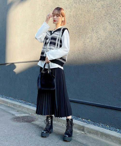 Voyage titty&Co.PETIT(ボヤージュティティアンドコープチ)の「【Voyage titty&Co. PETIT】プリーツミディスカート(スカート・レディース・ブラウン/ブラック・FREE)」の15枚目の写真
