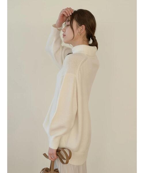 earth music&ecology(アースミュージックアンドエコロジー)の「コクーンニットプルオーバー*(ニット/セーター・レディース・ブラック/オフホワイト/マスタード・FREE)」の7枚目の写真