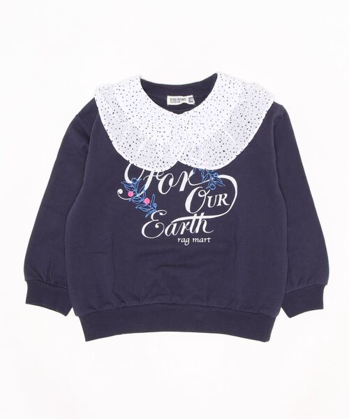 RAGMART（ラグマート）の「付け襟つきミニ裏毛トレーナー（スウェット・キッズ・ネイビー/ベージュ・120cm/130cm/110cm/100cm）」の5枚目の写真