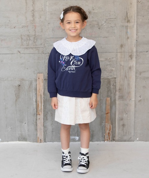 RAGMART（ラグマート）の「付け襟つきミニ裏毛トレーナー（スウェット・キッズ・ネイビー/ベージュ・120cm/130cm/110cm/100cm）」の8枚目の写真