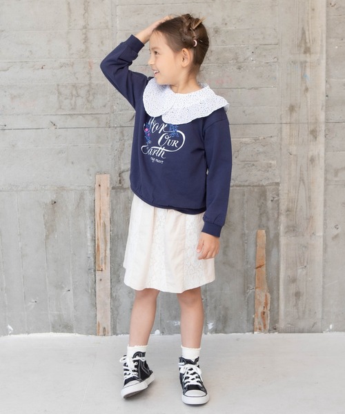 RAGMART（ラグマート）の「付け襟つきミニ裏毛トレーナー（スウェット・キッズ・ネイビー/ベージュ・120cm/130cm/110cm/100cm）」の7枚目の写真