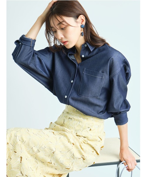 JUSGLITTY（ジャスグリッティー）の「ピンタックギャザー透けブラウス