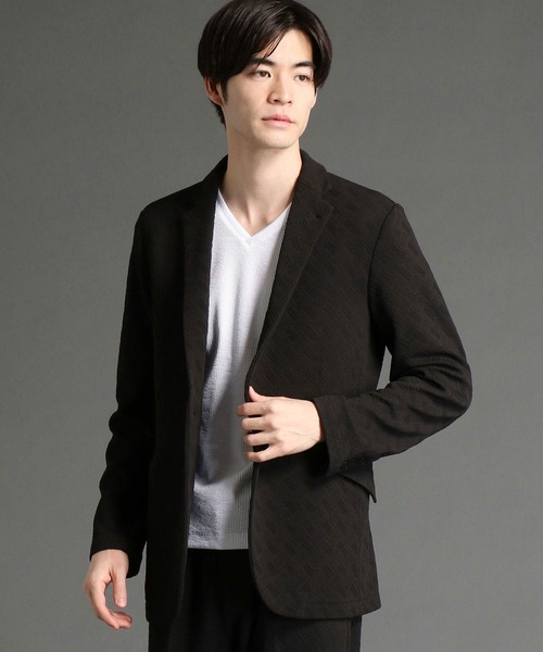 HIDEAWAYS NICOLE(ハイダウェイニコル)の「ブリスタージャカードジャケット(テーラードジャケット・メンズ・ネイビー/ブラック・MEDIUM/LARGE/X-LARGE)」の2枚目の写真