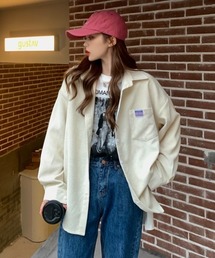 A'GEM/9 × .kom『.kom/ドットケーオーエム』ルーズシルエット コーデュロイロングスリーブシャツ