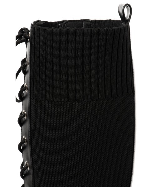 R&E（アールアンドイー）の「【22SS新作】【R&E】トラックソールニットレースアップロングブーツ（ブーツ・レディース・アイボリー/ブラック・S/M/L/LL）」の12枚目の写真