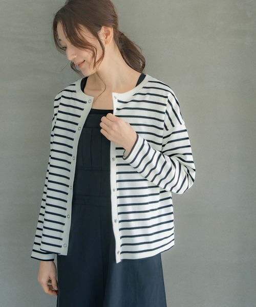 LEPSIM（レプシィム）の「カットボーダーカーデプルオーバー　271501（Tシャツ/カットソー・レディース・ホワイト×レッド/ホワイト×ブラック・FREE）」の2枚目の写真