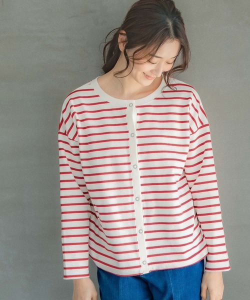 LEPSIM（レプシィム）の「カットボーダーカーデプルオーバー　271501（Tシャツ/カットソー・レディース・ホワイト×レッド/ホワイト×ブラック・FREE）」の4枚目の写真