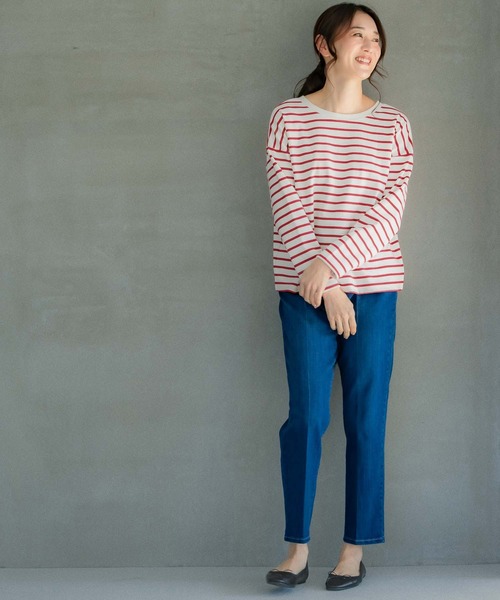 LEPSIM（レプシィム）の「カットボーダーカーデプルオーバー　271501（Tシャツ/カットソー・レディース・ホワイト×レッド/ホワイト×ブラック・FREE）」の5枚目の写真