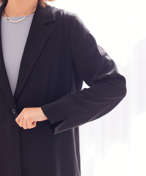 abahouse mavie（アバハウスマヴィ）の「ドライタッチサテンテーラードジャケット（テーラードジャケット・レディース・ブラック/グレイッシュブルー・38/36）」の14枚目の写真