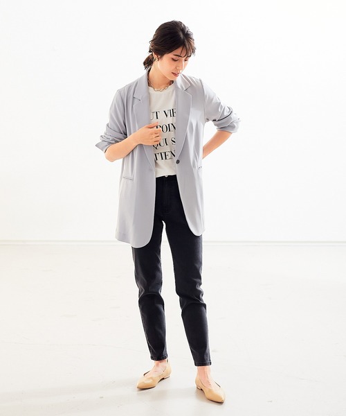 abahouse mavie（アバハウスマヴィ）の「ドライタッチサテンテーラードジャケット（テーラードジャケット・レディース・ブラック/グレイッシュブルー・38/36）」の15枚目の写真