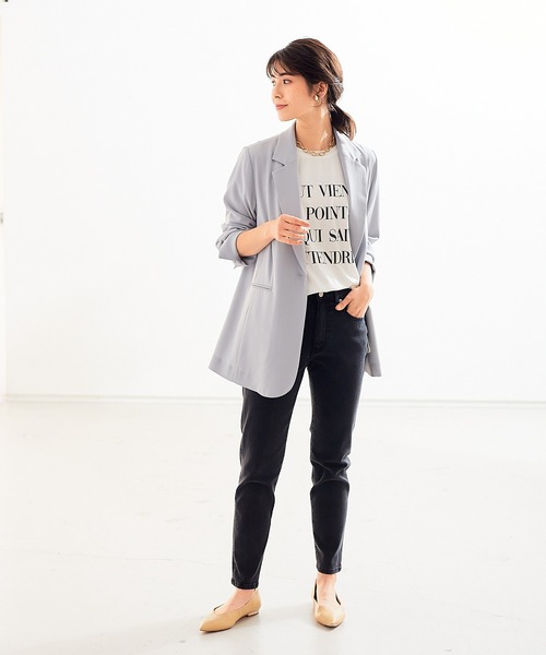 abahouse mavie（アバハウスマヴィ）の「ドライタッチサテンテーラードジャケット（テーラードジャケット・レディース・ブラック/グレイッシュブルー・38/36）」の10枚目の写真