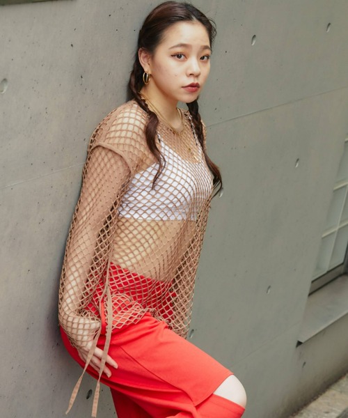 atmos pink(アトモスピンク)の「atmos pink 長袖 メッシュトップス(その他トップス・レディース・ブラック/グリーン/ブラウン・FREE)」の2枚目の写真