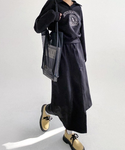 muahmuah(ムーアムーア)の「A'GEM/9 × .kom『muah muah/ムーアムーア』STITCH MUAH OPEN COLLAR MTM/ステッチデザインオープンカラースウェットシャツ(スウェット・レディース・ブラック/グレー・FREE)」の10枚目の写真