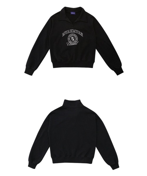 muahmuah(ムーアムーア)の「A'GEM/9 × .kom『muah muah/ムーアムーア』STITCH MUAH OPEN COLLAR MTM/ステッチデザインオープンカラースウェットシャツ(スウェット・レディース・ブラック/グレー・FREE)」の13枚目の写真