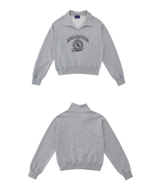 muahmuah(ムーアムーア)の「A'GEM/9 × .kom『muah muah/ムーアムーア』STITCH MUAH OPEN COLLAR MTM/ステッチデザインオープンカラースウェットシャツ(スウェット・レディース・ブラック/グレー・FREE)」の14枚目の写真