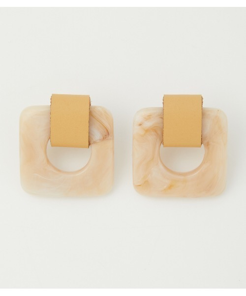 AZUL by moussy(アズールバイマウジー)の「LEATHER×MARBLE EARRINGS/レザー×マーブルピアス(ピアス(両耳用)・レディース・グレー系その他/ホワイト系その他・FREE)」の16枚目の写真