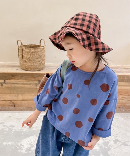 aimoha（アイモハ）の「aimoha-KIDS- レトロ調可愛いドット柄ブラウス（シャツ/ブラウス・キッズ・ブルー/イエロー・110/80/90/100/120/130）」の3枚目の写真