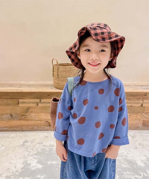 aimoha（アイモハ）の「aimoha-KIDS- レトロ調可愛いドット柄ブラウス（シャツ/ブラウス・キッズ・ブルー/イエロー・110/80/90/100/120/130）」の4枚目の写真