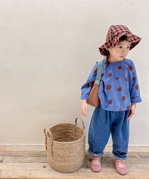 aimoha（アイモハ）の「aimoha-KIDS- レトロ調可愛いドット柄ブラウス（シャツ/ブラウス・キッズ・ブルー/イエロー・110/80/90/100/120/130）」の7枚目の写真