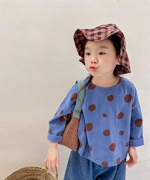 aimoha（アイモハ）の「aimoha-KIDS- レトロ調可愛いドット柄ブラウス（シャツ/ブラウス・キッズ・ブルー/イエロー・110/80/90/100/120/130）」の8枚目の写真
