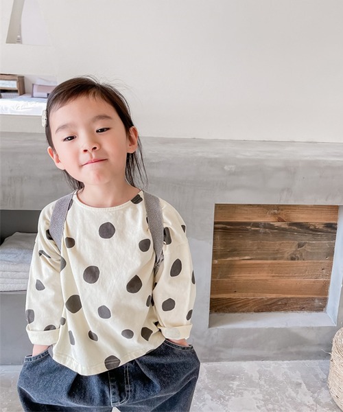 aimoha（アイモハ）の「aimoha-KIDS- レトロ調可愛いドット柄ブラウス（シャツ/ブラウス・キッズ・ブルー/イエロー・110/80/90/100/120/130）」の15枚目の写真