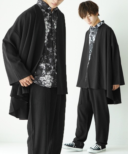 MinoriTY（マイノリティ）の「【MinoriTY】とろみ素材セットアップ ロングカーディガン ベルト付きワイドパンツ 秋服 メンズ（セットアップ・メンズ・ブラック/ベージュ/グレー/ブルー・M/L）」の2枚目の写真