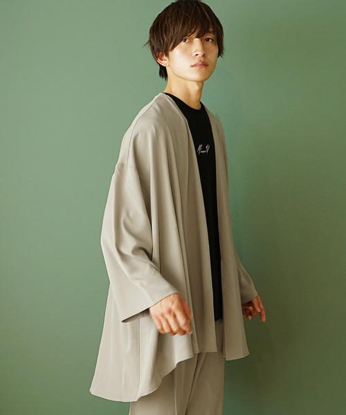 MinoriTY（マイノリティ）の「【MinoriTY】とろみ素材セットアップ ロングカーディガン ベルト付きワイドパンツ 秋服 メンズ（セットアップ・メンズ・ブラック/ベージュ/グレー/ブルー・M/L）」の5枚目の写真