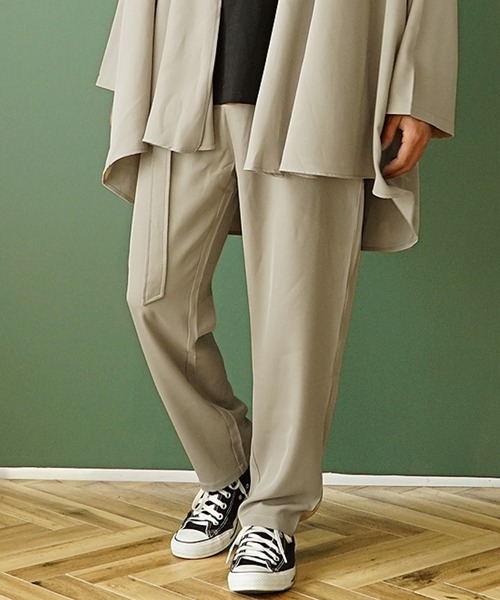 MinoriTY（マイノリティ）の「【MinoriTY】とろみ素材セットアップ ロングカーディガン ベルト付きワイドパンツ 秋服 メンズ（セットアップ・メンズ・ブラック/ベージュ/グレー/ブルー・M/L）」の12枚目の写真