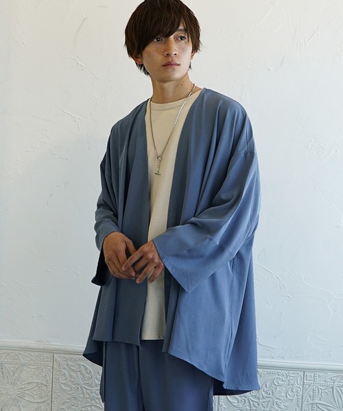 MinoriTY（マイノリティ）の「【MinoriTY】とろみ素材セットアップ ロングカーディガン ベルト付きワイドパンツ 秋服 メンズ（セットアップ・メンズ・ブラック/ベージュ/グレー/ブルー・M/L）」の15枚目の写真