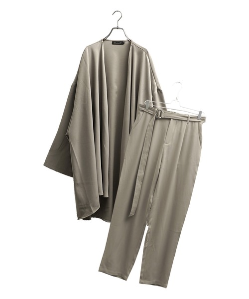 MinoriTY（マイノリティ）の「【MinoriTY】とろみ素材セットアップ ロングカーディガン ベルト付きワイドパンツ 秋服 メンズ（セットアップ・メンズ・ブラック/ベージュ/グレー/ブルー・M/L）」の19枚目の写真