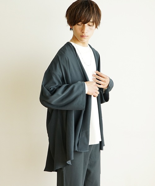 MinoriTY（マイノリティ）の「【MinoriTY】とろみ素材セットアップ ロングカーディガン ベルト付きワイドパンツ 秋服 メンズ（セットアップ・メンズ・ブラック/ベージュ/グレー/ブルー・M/L）」の7枚目の写真