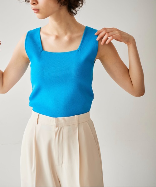 FREE'S MART(フリーズマート)の「◆総針スクエアネックニットタンク(ニット/セーター・レディース・ホワイト/ブラック/ブルー/レッド・FREE)」の4枚目の写真