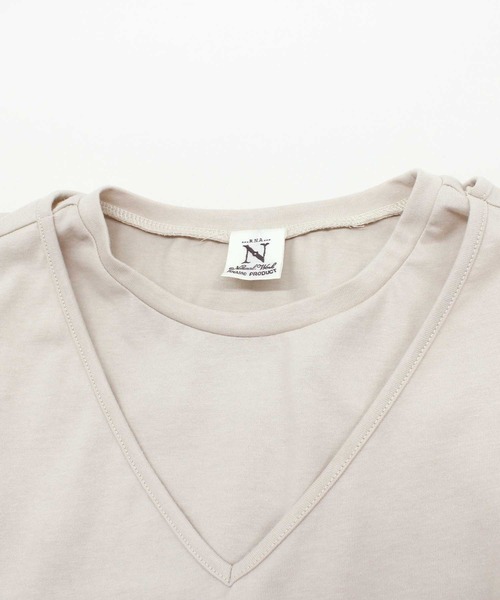 RNA-N（アールエヌエーエヌ）の「M1883 リサイクル天竺レイヤードプルオーバー（Tシャツ/カットソー・レディース・キナリ/ライトベージュ/スミクロ・MEDIUM）」の14枚目の写真