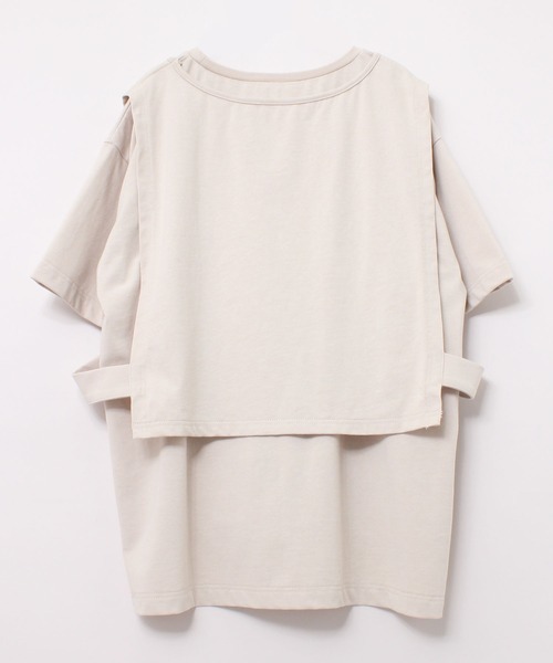 RNA-N（アールエヌエーエヌ）の「M1883 リサイクル天竺レイヤードプルオーバー（Tシャツ/カットソー・レディース・キナリ/ライトベージュ/スミクロ・MEDIUM）」の10枚目の写真