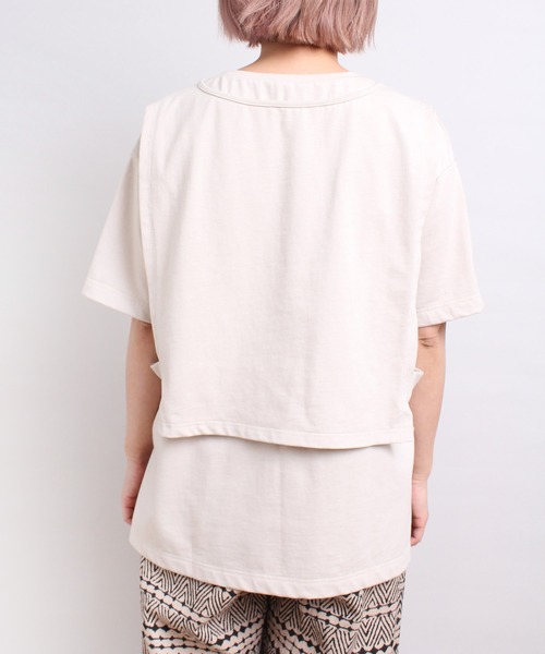 RNA-N（アールエヌエーエヌ）の「M1883 リサイクル天竺レイヤードプルオーバー（Tシャツ/カットソー・レディース・キナリ/ライトベージュ/スミクロ・MEDIUM）」の12枚目の写真