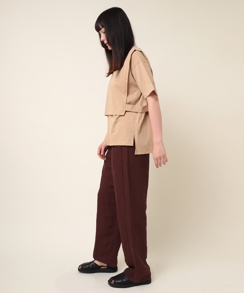 RNA-N（アールエヌエーエヌ）の「M1883 リサイクル天竺レイヤードプルオーバー（Tシャツ/カットソー・レディース・キナリ/ライトベージュ/スミクロ・MEDIUM）」の5枚目の写真