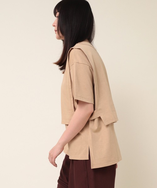 RNA-N（アールエヌエーエヌ）の「M1883 リサイクル天竺レイヤードプルオーバー（Tシャツ/カットソー・レディース・キナリ/ライトベージュ/スミクロ・MEDIUM）」の8枚目の写真