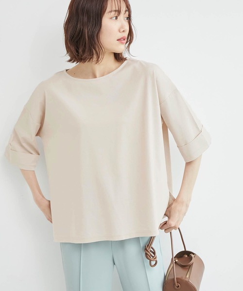 ROPE' PICNIC(ロペピクニック)の「60シルケットハーフスリーブトップス(Tシャツ/カットソー・レディース・ホワイト/ブラック/ピンク/ベージュ系その他・38)」の4枚目の写真